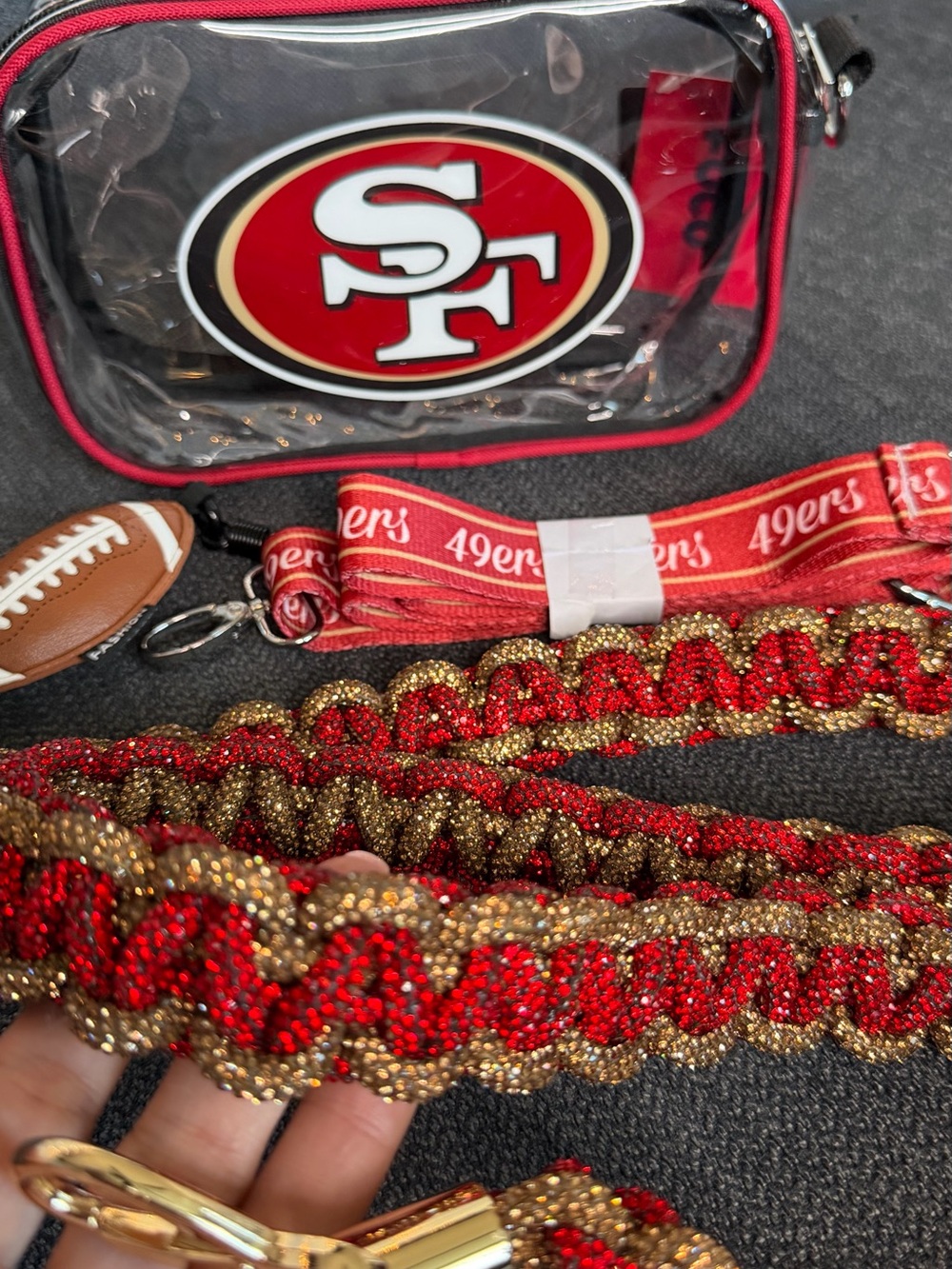 NWT SF 49ers Clear Stadium Bag w/ Rhinestone Strap Crossbody